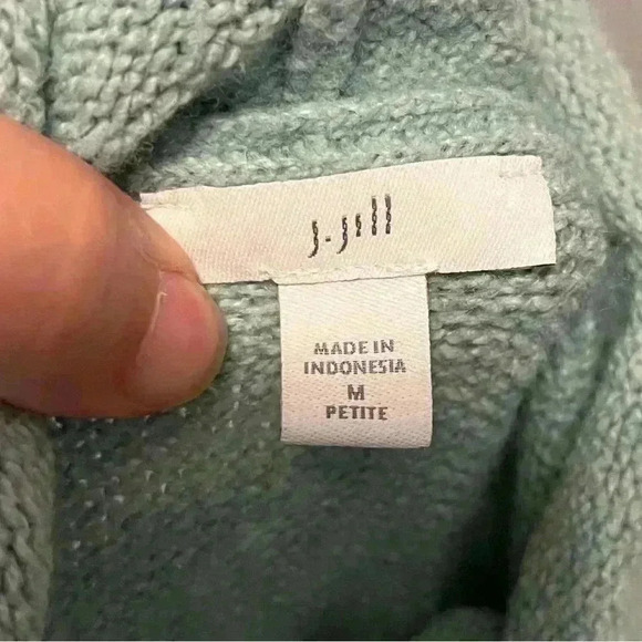 J.Jill Textured Funnel-Neck Aqua Sweater Size Medium Petite - Picture 6 of 10